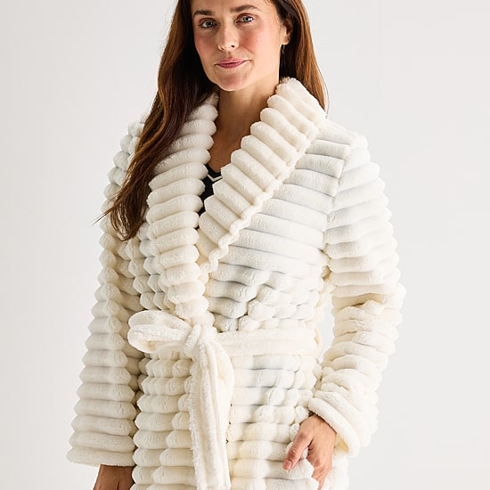 Liz Claiborne Womens Fleece Long Sleeve Long Length Robe