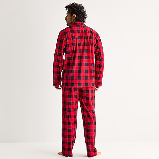 St. John's Bay Mens Fleece Long Sleeve 2-pc. Pajama Set