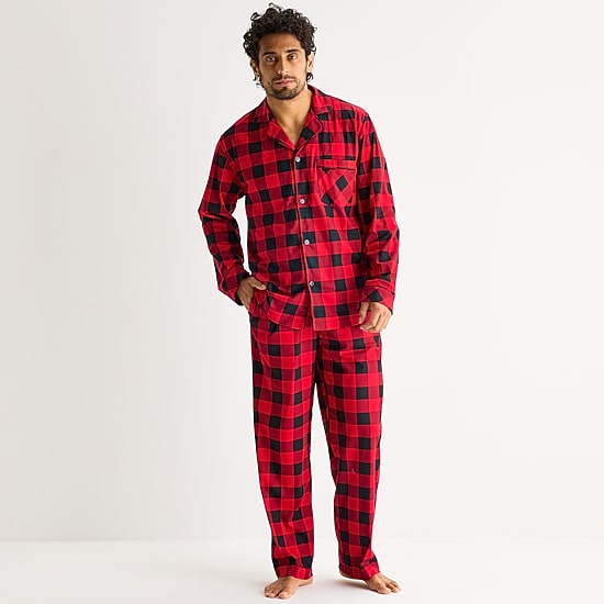 St. John's Bay Mens Fleece Long Sleeve 2-pc. Pajama Set