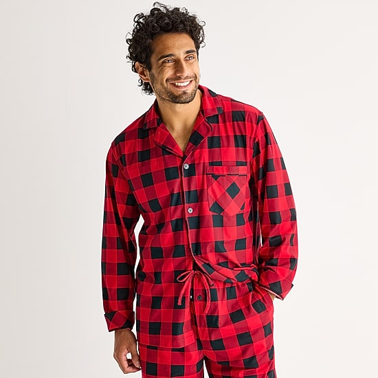 St. John's Bay Mens Fleece Long Sleeve 2-pc. Pajama Set