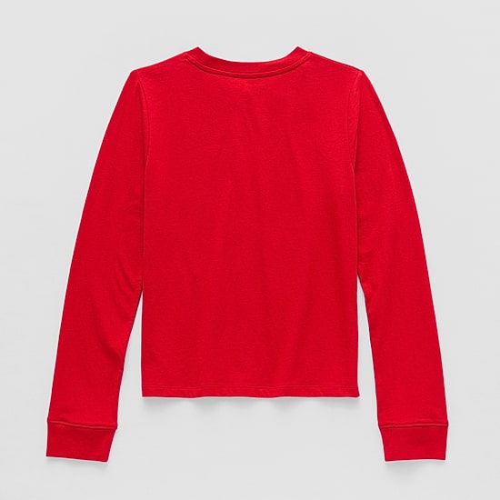 Thereabouts Little & Big Kid Girls Crew Neck Long Sleeve Regular Fit Graphic T-Shirt
