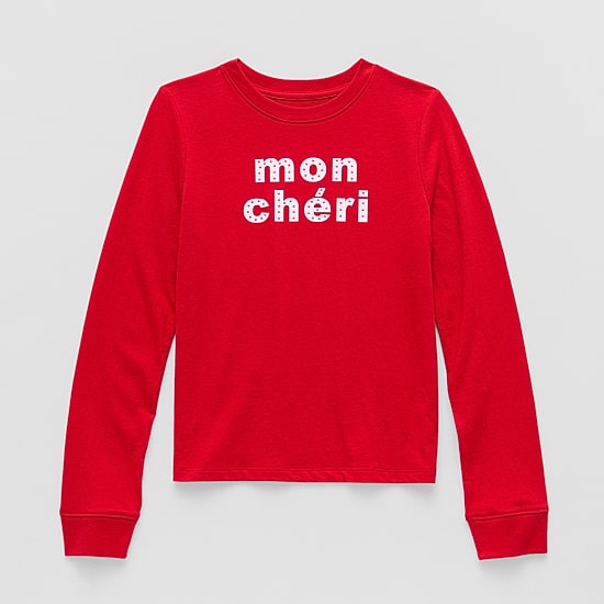 Thereabouts Little & Big Kid Girls Crew Neck Long Sleeve Regular Fit Graphic T-Shirt