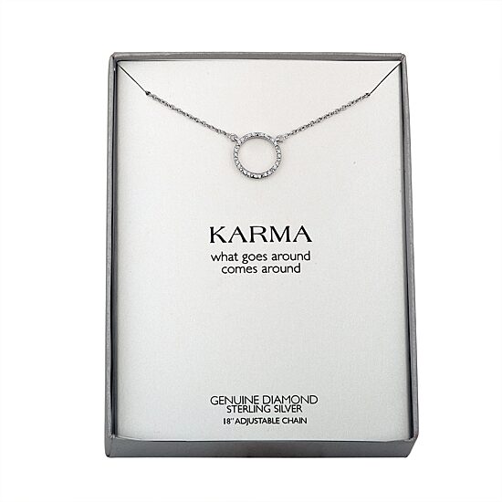 Diamond Accent "Karma" Womens Diamond Accent Natural White Diamond Sterling Silver Circle 18 Inch Pendant Necklace