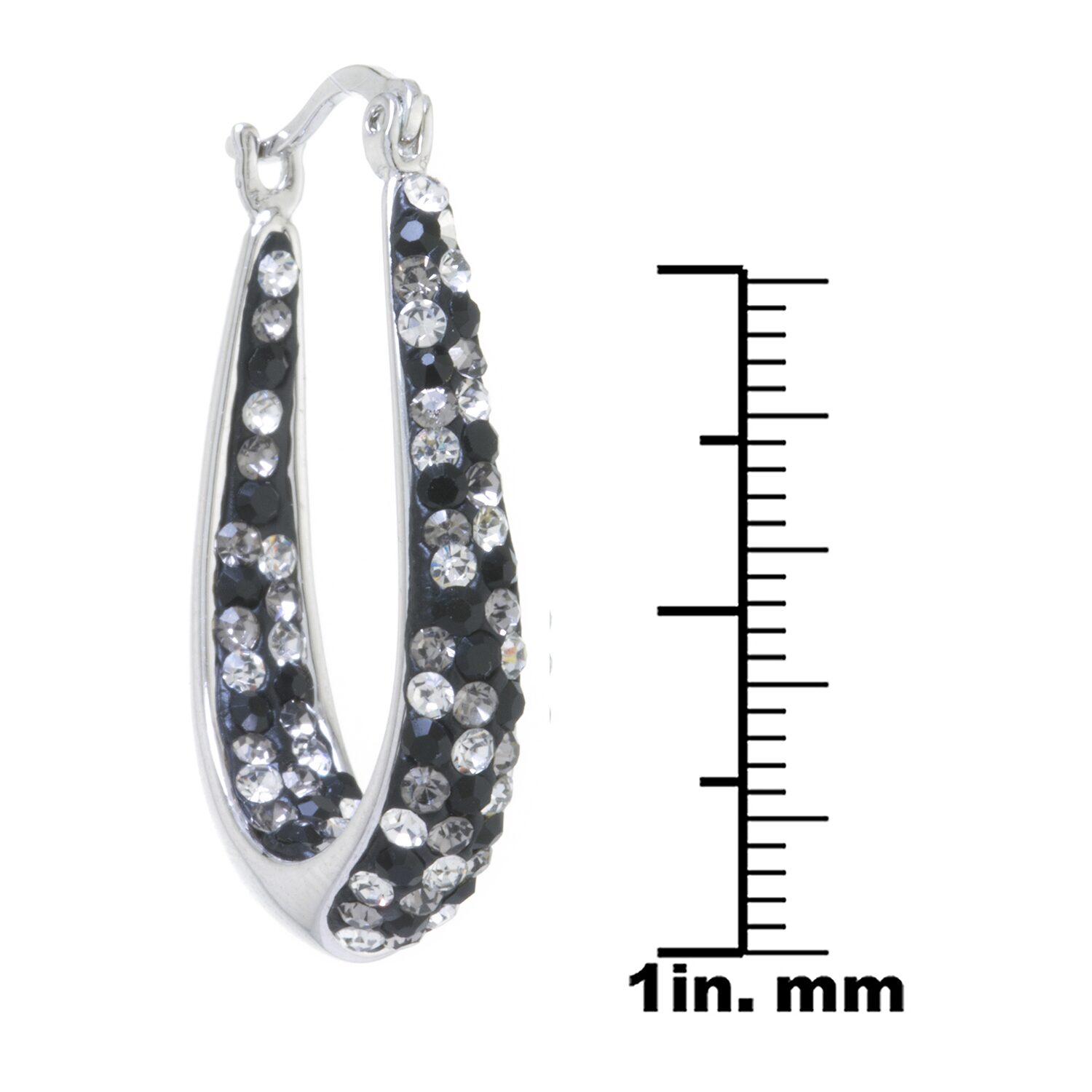 Sparkle Allure Womens Crystal 31.7mm Oval Hoop Earrings