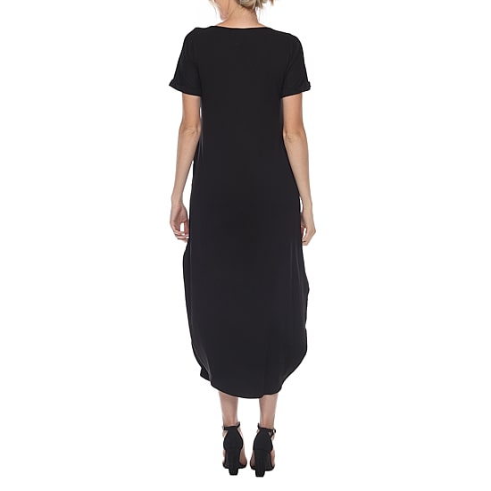 White Mark Womens V Neck Short Sleeve Fitted Maxi Dress