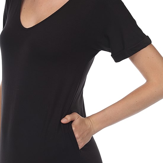 White Mark Womens V Neck Short Sleeve Fitted Maxi Dress