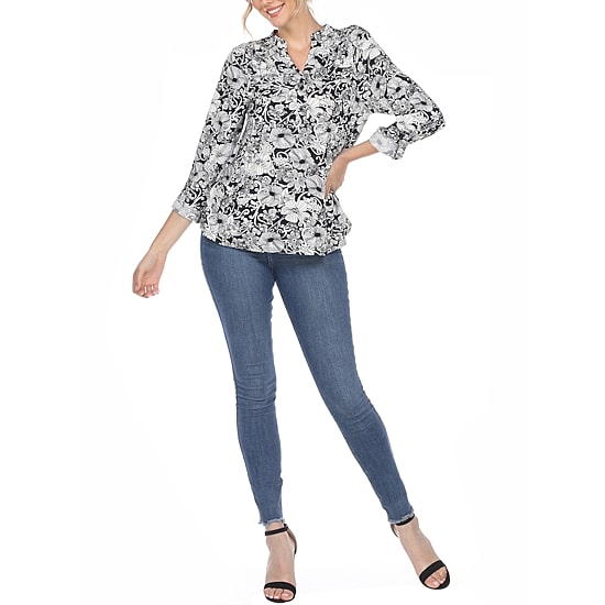 White Mark Womens Long Sleeve Tunic Top