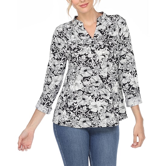 White Mark Womens Long Sleeve Tunic Top
