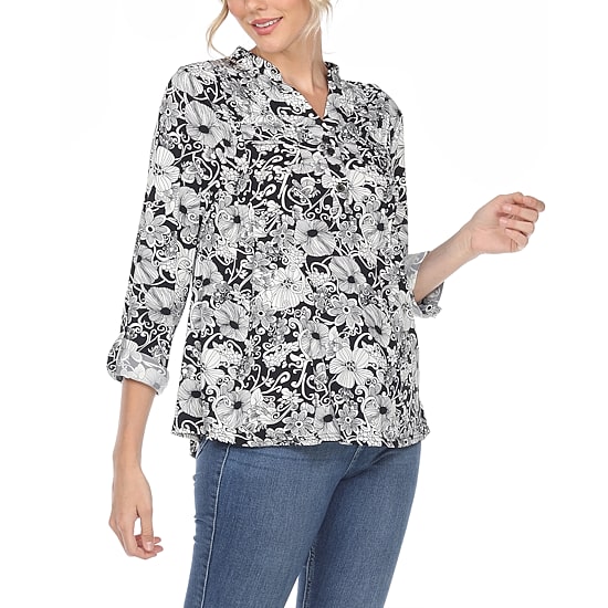 White Mark Womens Long Sleeve Tunic Top