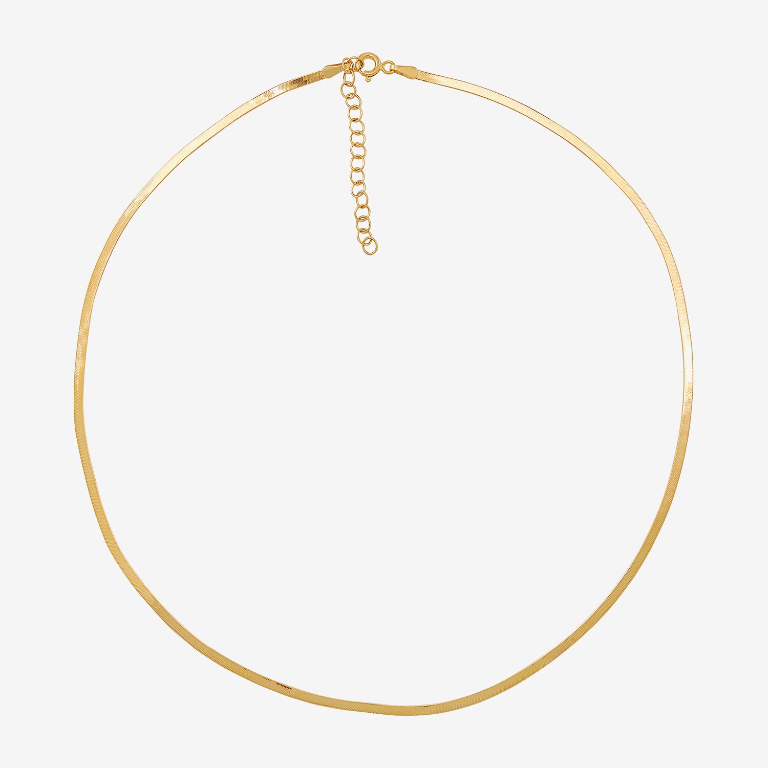 Made in Italy 14K Gold 16 - 18 Inch Solid Herringbone Chain Necklace