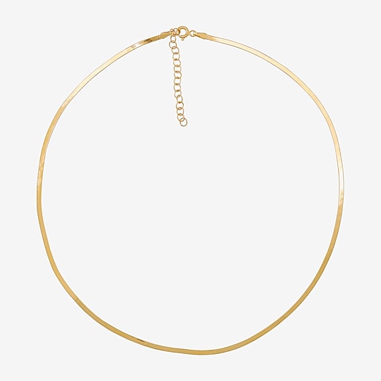 Made in Italy 14K Gold 16 - 18 Inch Solid Herringbone Chain Necklace
