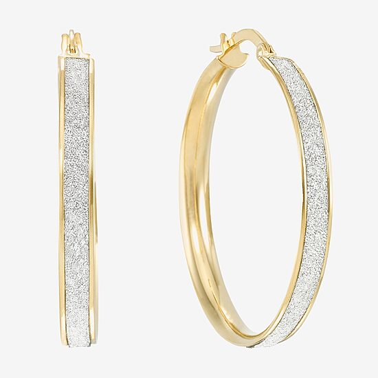 14K Gold Glitter Hoop Earrings