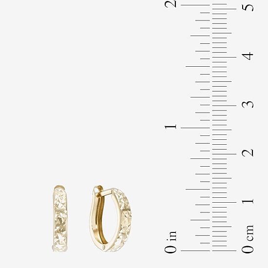 Diamond-Cut 14K Yellow Gold 12.35mm Hinged Hoop Earrings