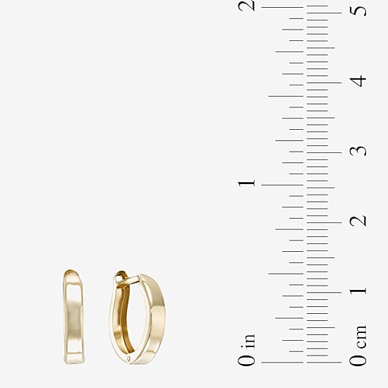 14K Yellow Gold 12.35mm Hinged Square-Edge Hoop Earrings
