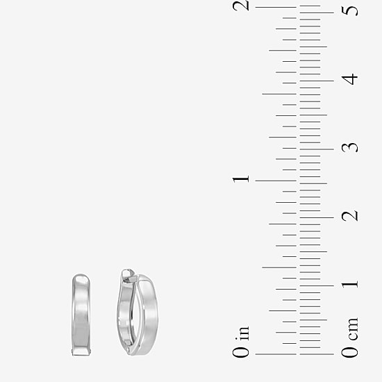 14K White Gold 12.35mm Hinged Square-Edge Hoop Earrings