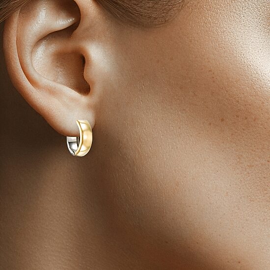 Womens 18K Two Tone Gold 14.2mm Hoop Earrings