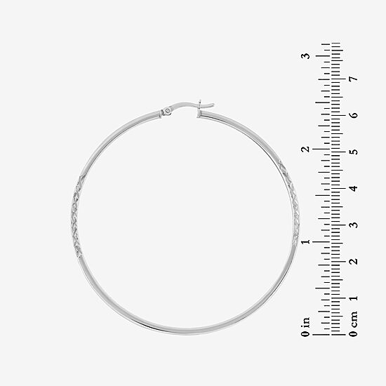 Womens Sterling Silver 60mm Hoop Earrings