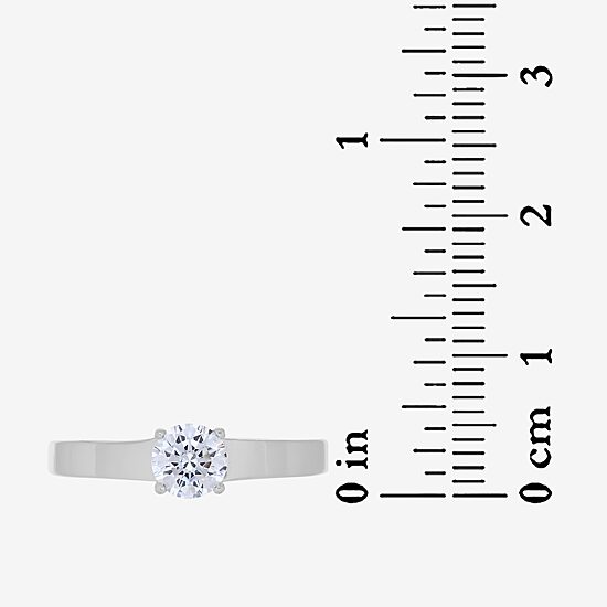 Womens 1 CT. T.W. White Zirconia Sterling Silver Round Solitaire Engagement Ring