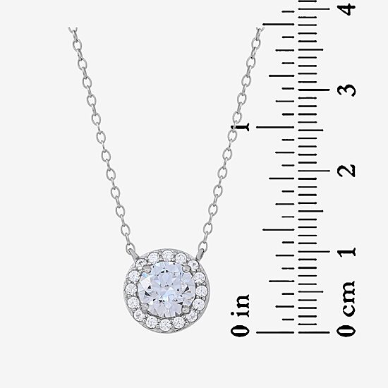 Womens 2 3/4 CT. T.W. White Zirconia Sterling Silver Round 18 Inch Pendant Necklace