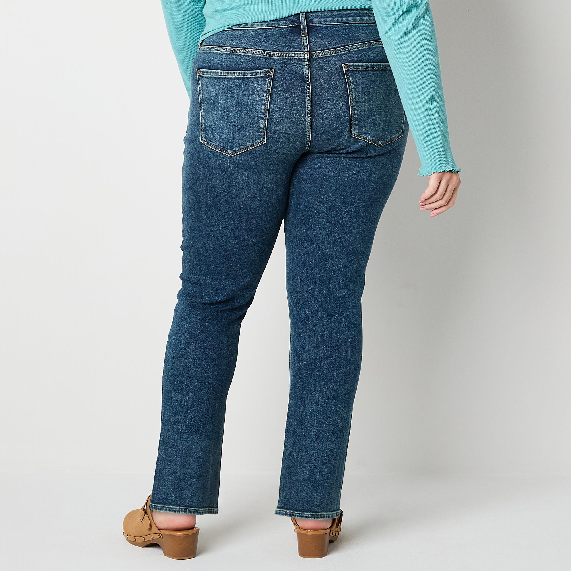 a.n.a Womens Plus High Rise Straight Leg Jean