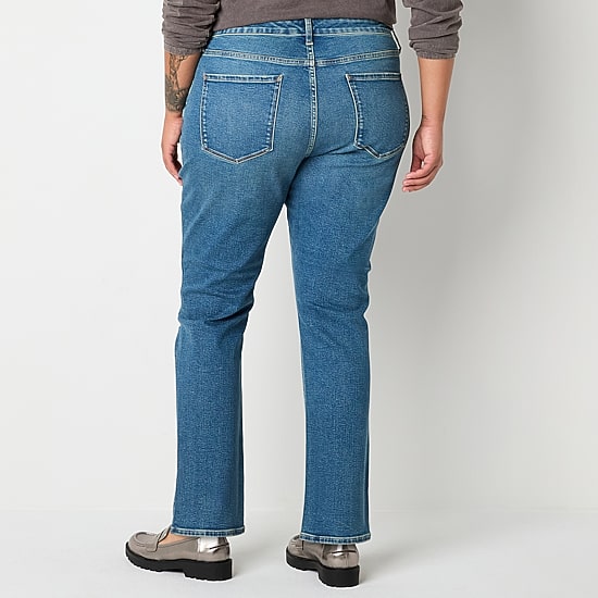 A.N.A Womens Plus High Rise Straight Leg Jean