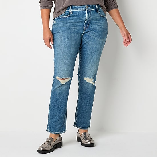 A.N.A Womens Plus High Rise Straight Leg Jean