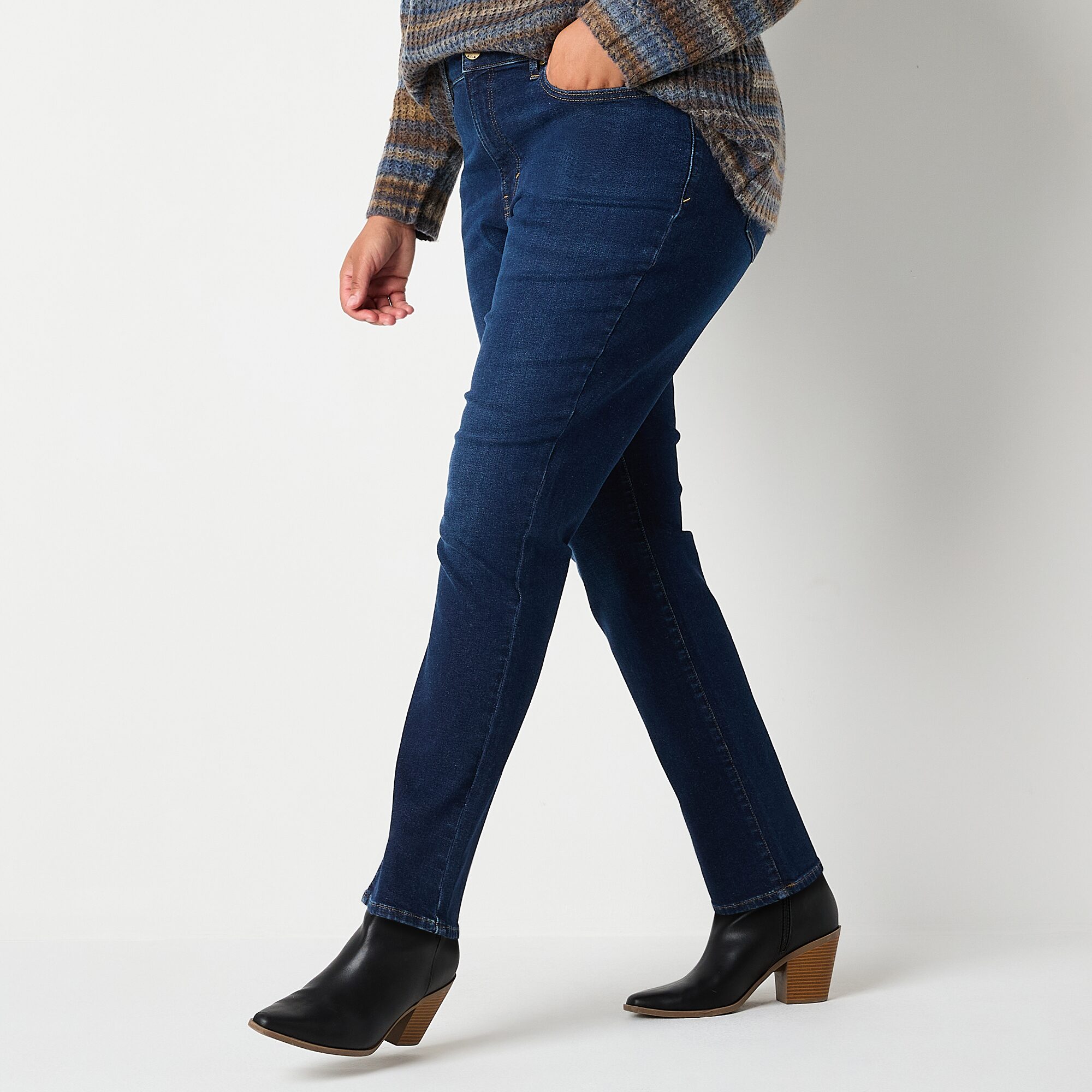 a.n.a Womens Plus High Rise Straight Leg Jean