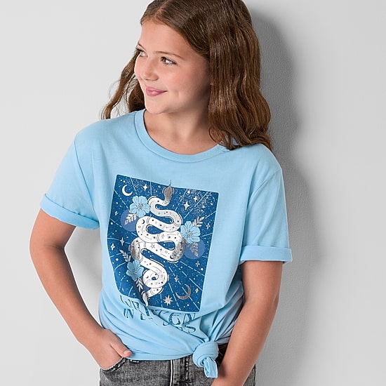 Thereabouts Oversize Little & Big Kid Girls Round Neck Short Sleeve Oversized Graphic T-Shirt