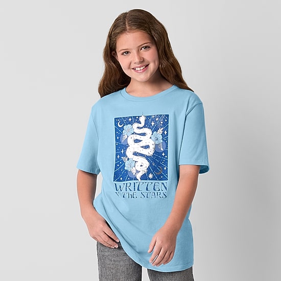 Thereabouts Oversize Little & Big Kid Girls Round Neck Short Sleeve Oversized Graphic T-Shirt