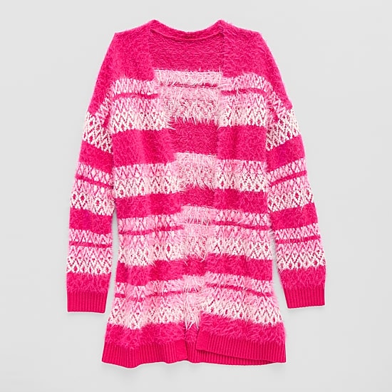Thereabouts Little & Big Kid Girls Long Sleeve Open Front Striped Cardigan