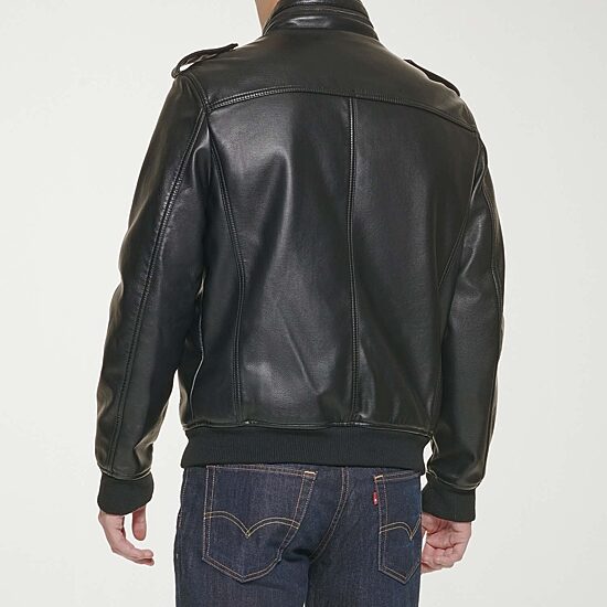 Levi's® Mens Faux Leather Water Resistant Midweight Bomber Jacket