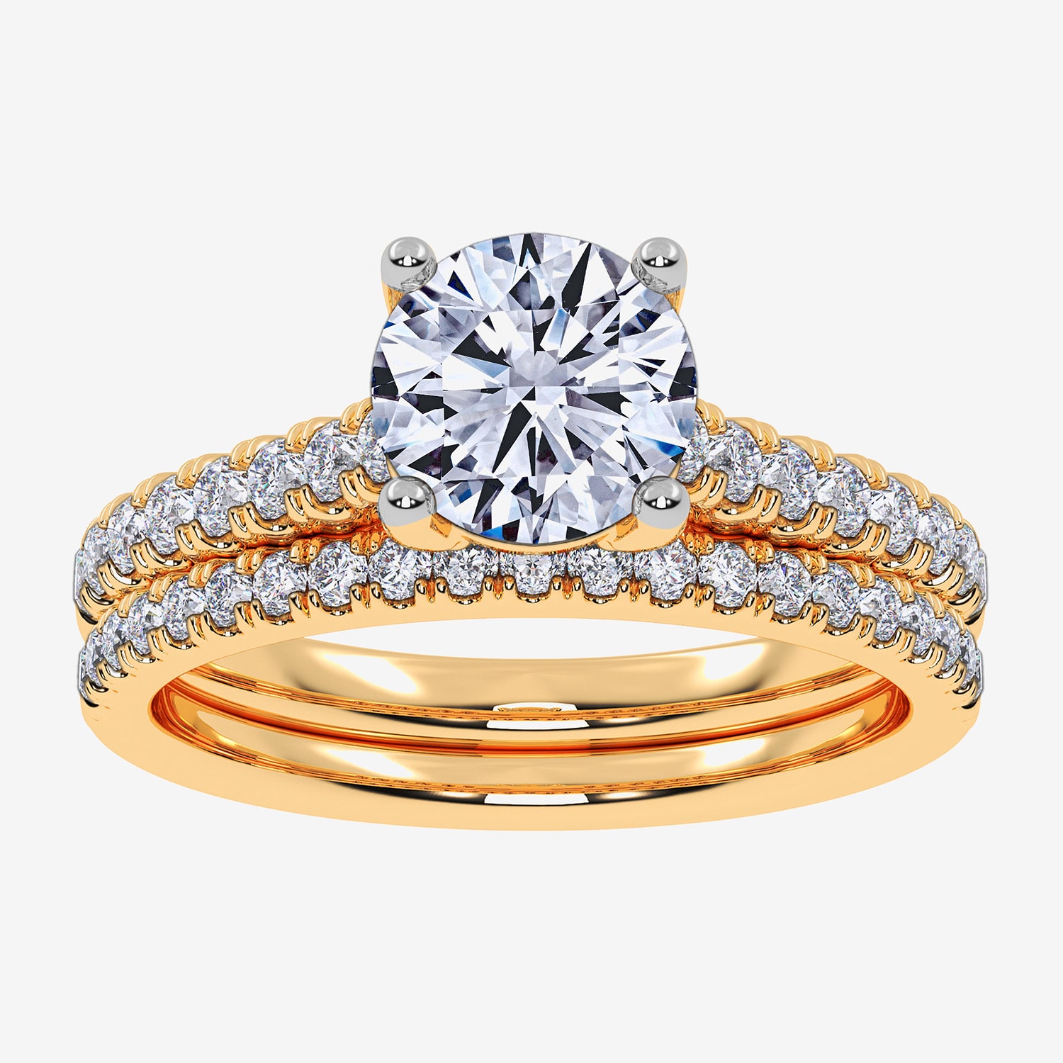 (H-I / Si2-I1) Womens 1 1/2 CT. T.W. Lab Grown White Diamond 10K or 14K Gold Round Side Stone Bridal Set