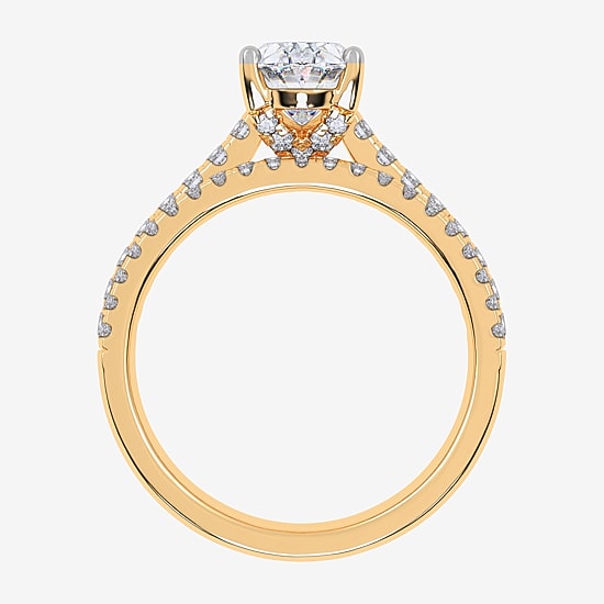(H-I / Si2-I1) Womens 1 1/2 CT. T.W. Lab Grown White Diamond 10K or 14K Gold Oval Side Stone Bridal Set