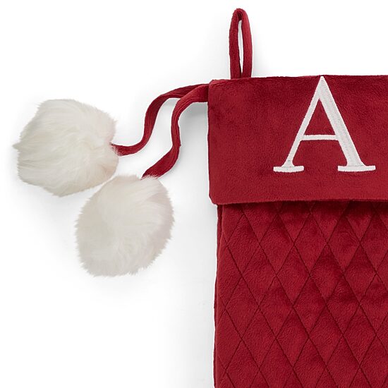 North Pole Trading Co. Red Quilted Monogram Christmas Stocking