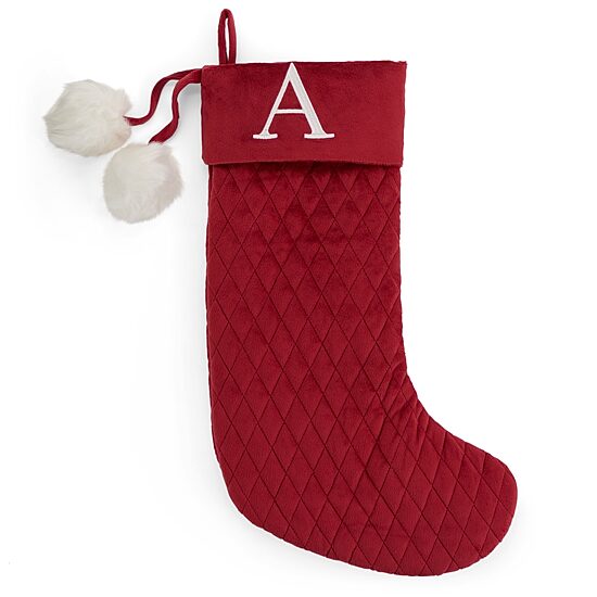 North Pole Trading Co. Red Quilted Monogram Christmas Stocking
