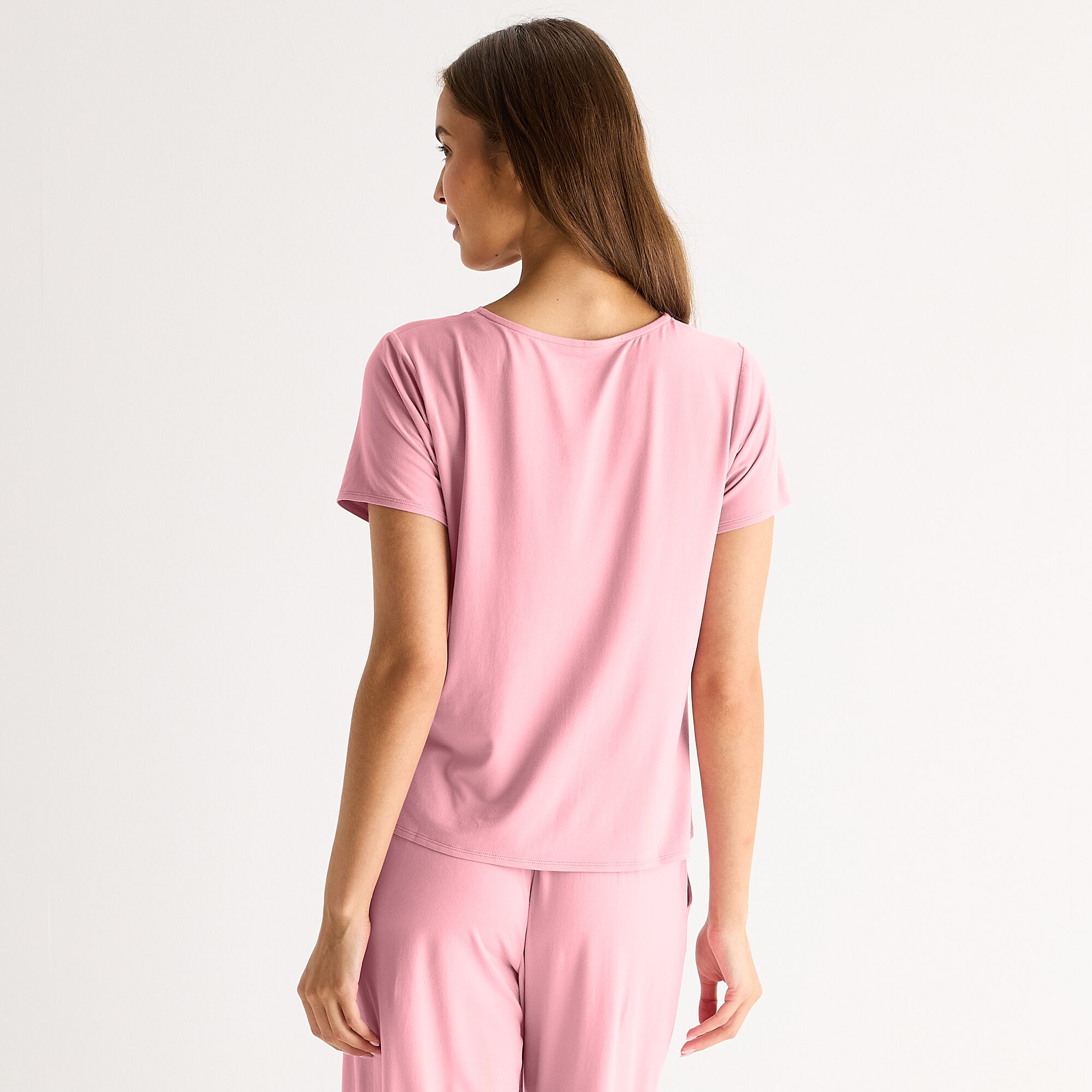 Ambrielle Womens V Neck Short Sleeve Pajama Top