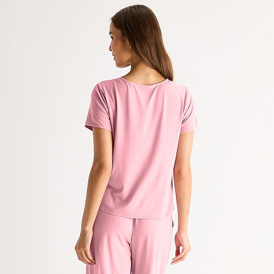 Ambrielle Womens V Neck Short Sleeve Pajama Top