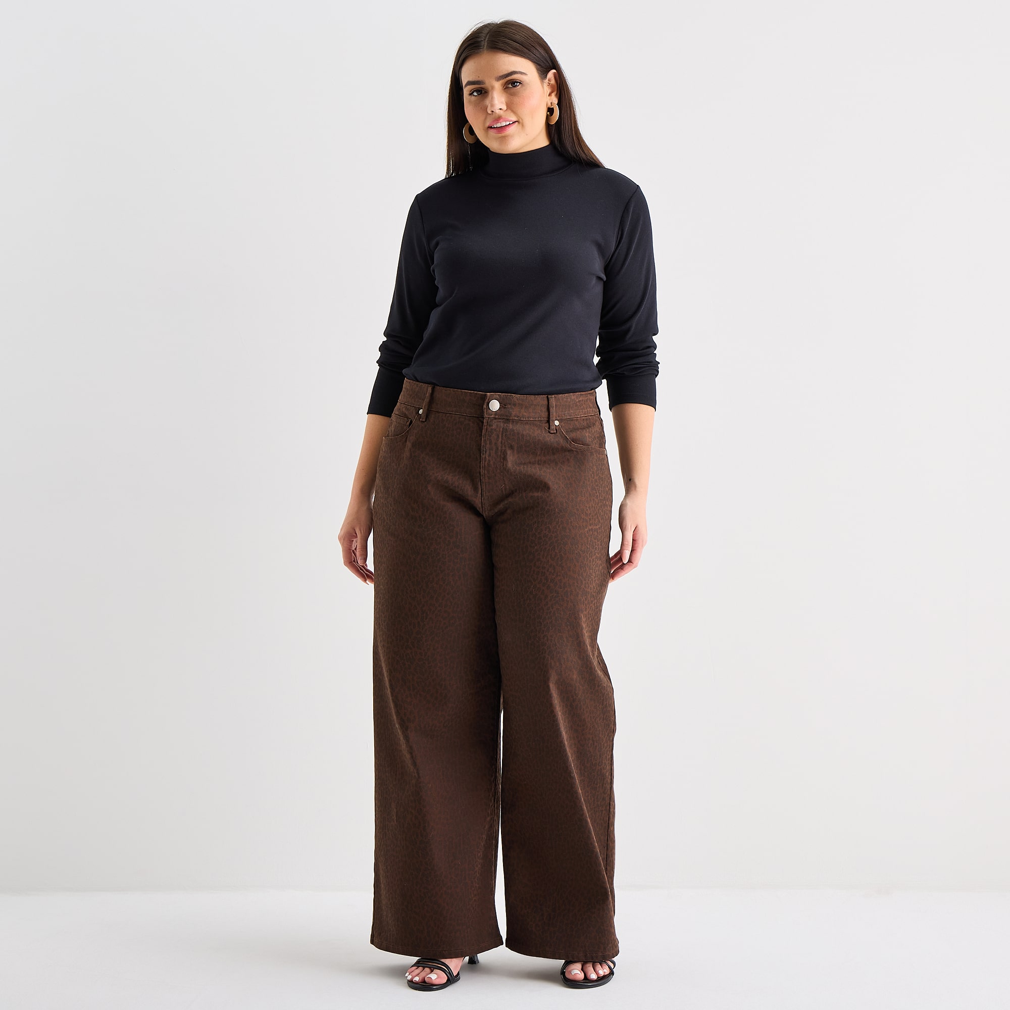 a.n.a Womens Plus Mock Neck Long Sleeve T-Shirt