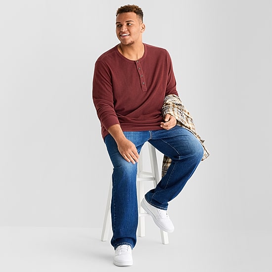 mutual weave Henley Mens Henley Neck Long Sleeve Regular Fit Big and Tall Thermal Top