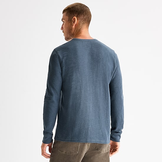 mutual weave Mens Long Sleeve Regular Fit Henley Shirt