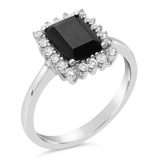 Womens Genuine Black Onyx Sterling Silver Cocktail Ring