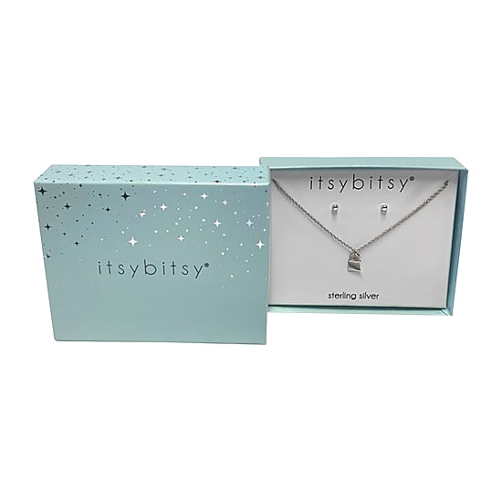 Itsy Bitsy Initial Womens Sterling Silver Hypoallergenic 2-pc. Jewelry Set