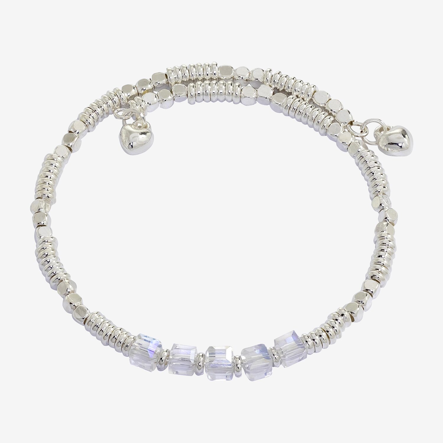 Sparkle Allure Birthstone Womens Red Crystal Pure Silver Over Brass Wrap Bracelet