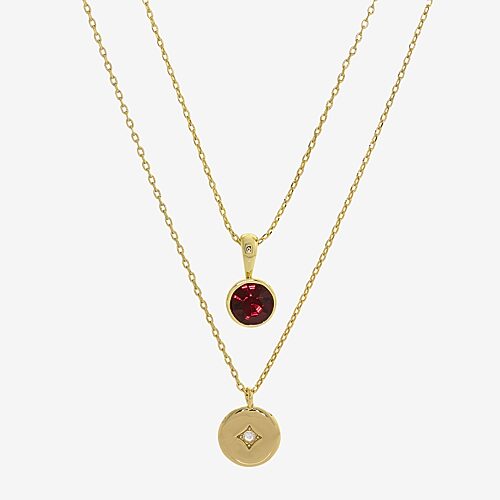 Sparkle Allure Womens Red Cubic Zirconia 14K Gold Over Brass Necklace Set, One Size, January