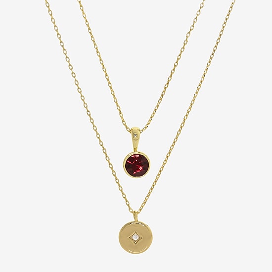 Sparkle Allure Womens Red Cubic Zirconia 14K Gold Over Brass Necklace Set