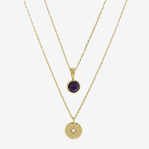 Sparkle Allure Womens Red Cubic Zirconia 14K Gold Over Brass Necklace Set, One Size, February