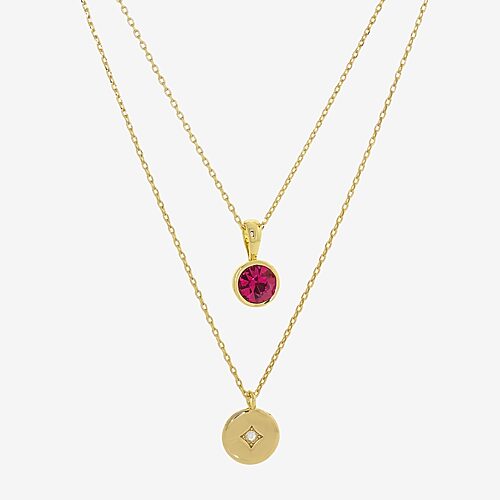Sparkle Allure Womens Red Cubic Zirconia 14K Gold Over Brass Necklace Set, One Size, July
