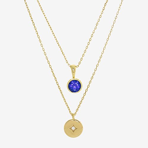 Sparkle Allure Womens Red Cubic Zirconia 14K Gold Over Brass Necklace Set, One Size, September