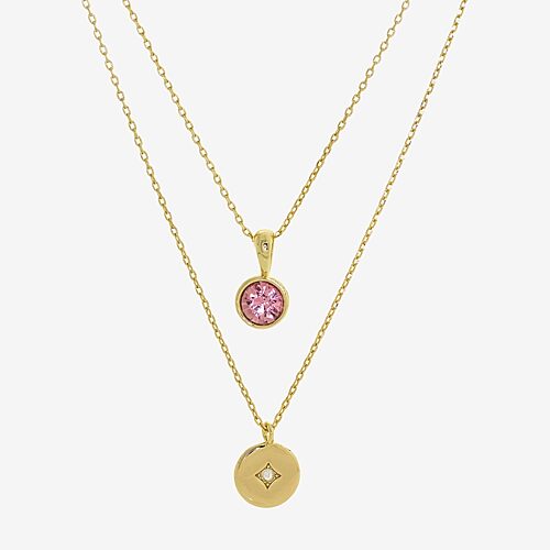 Sparkle Allure Womens Red Cubic Zirconia 14K Gold Over Brass Necklace Set, One Size, October