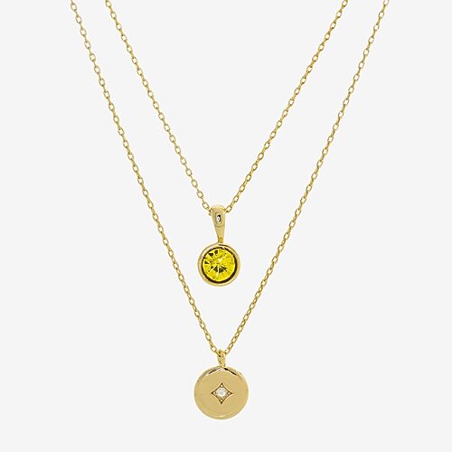 Sparkle Allure Womens Red Cubic Zirconia 14K Gold Over Brass Necklace Set, One Size, November